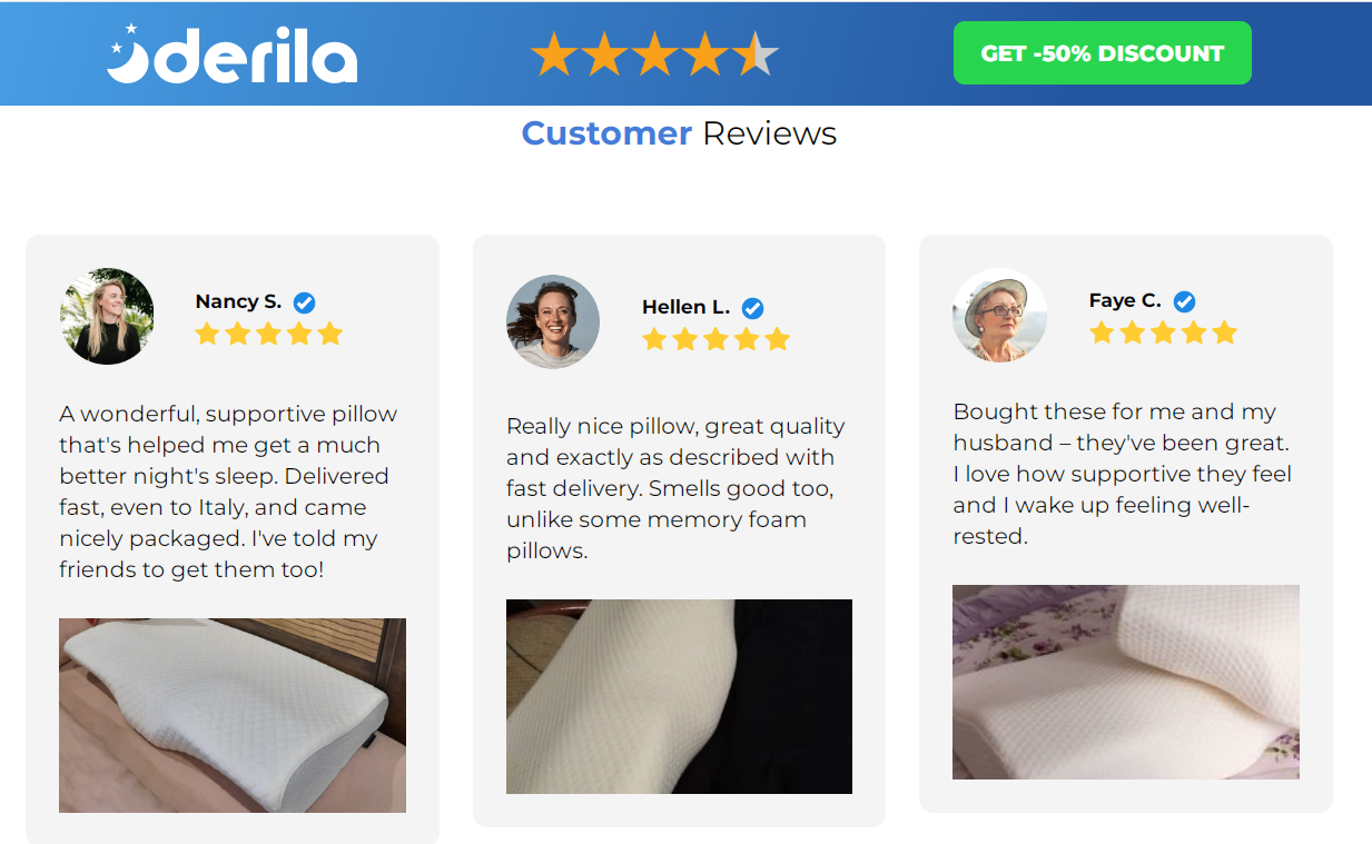 Derila Memory Foam Pillow customer views